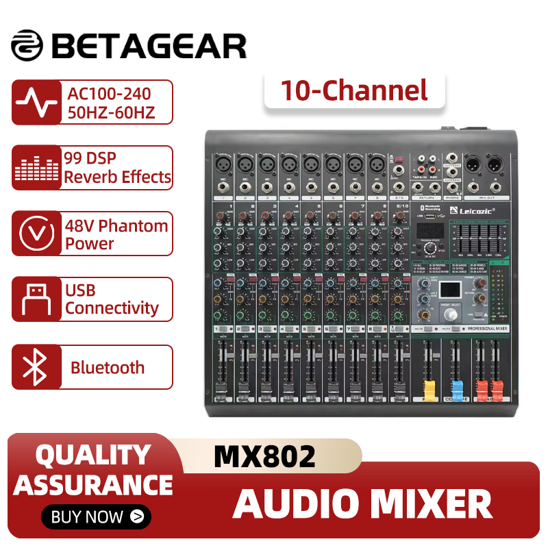 Audio Music Equalizer - Konsola miksująca Leicozic MX802 10-kanałowy mikser