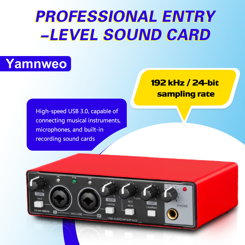 Audio Music Production - YAMNWEO MD21 Czerwona Karta Dźwiękowa USB,
