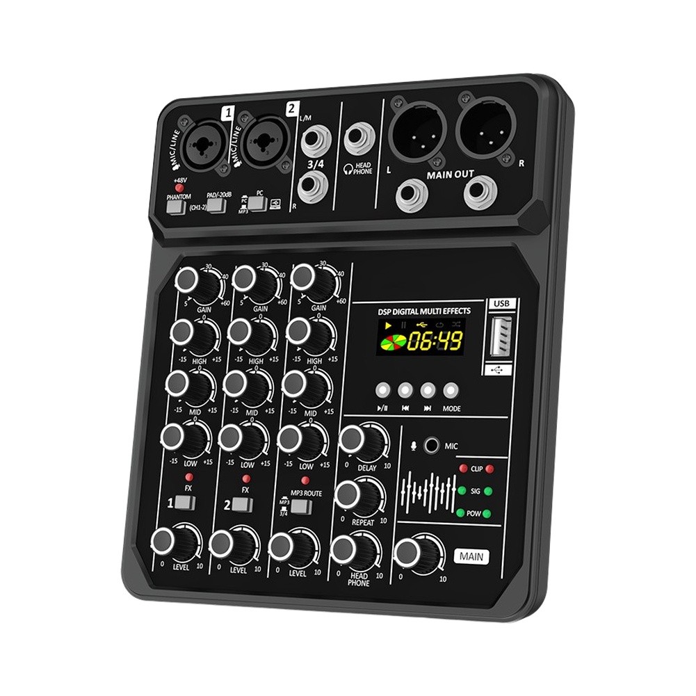 Audio Music Production - Przenośny 4-kanałowy mikser audio z obsługą