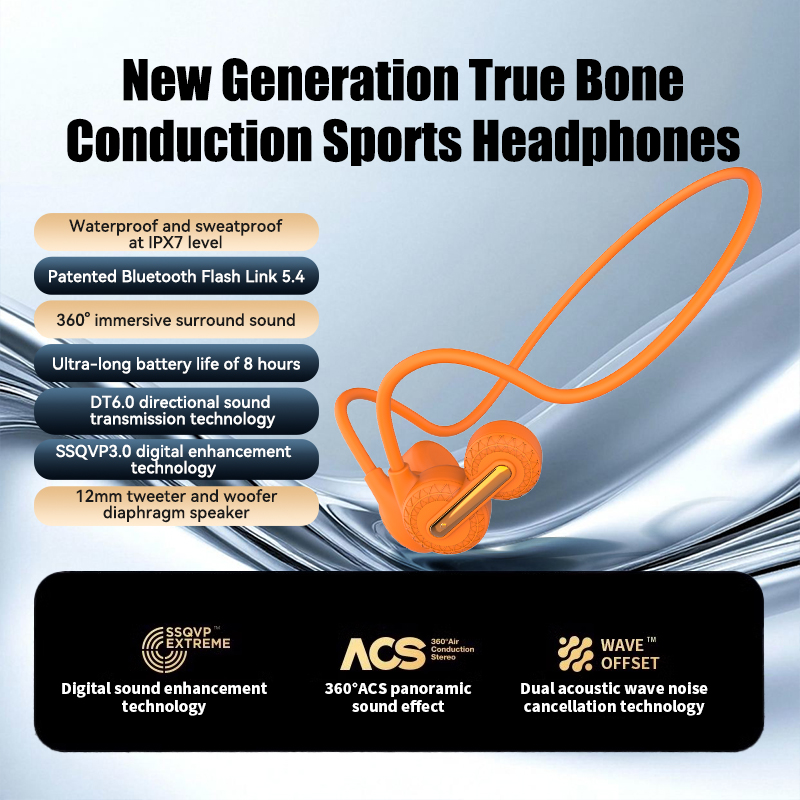 Contact Pickup Mic - Słuchawki sportowe Lenovo Bone Conduction Bluetooth,